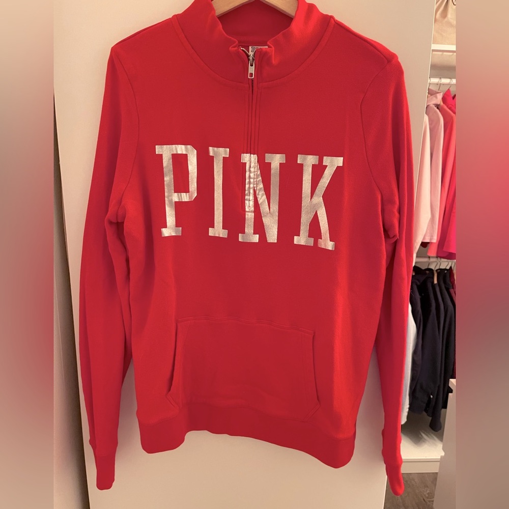 PINK L Red and Silver Huskers University of Nebraska Embellished Quarter…